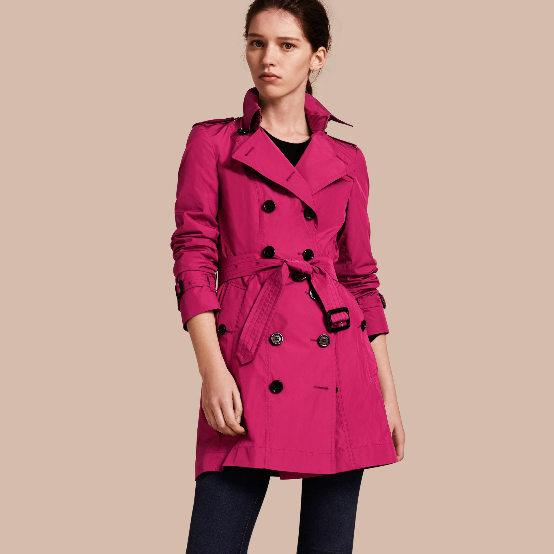 magenta trench coat